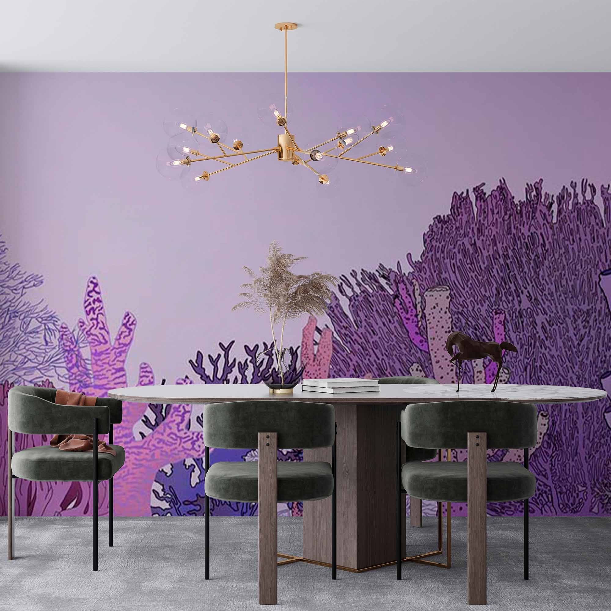 Purple Coral Reef Wall Mural Aquatic Plant Wallpaper