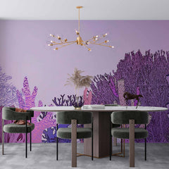 Custom Purple Coral Reef Wall Mural Aquatic Plant Wallpaper