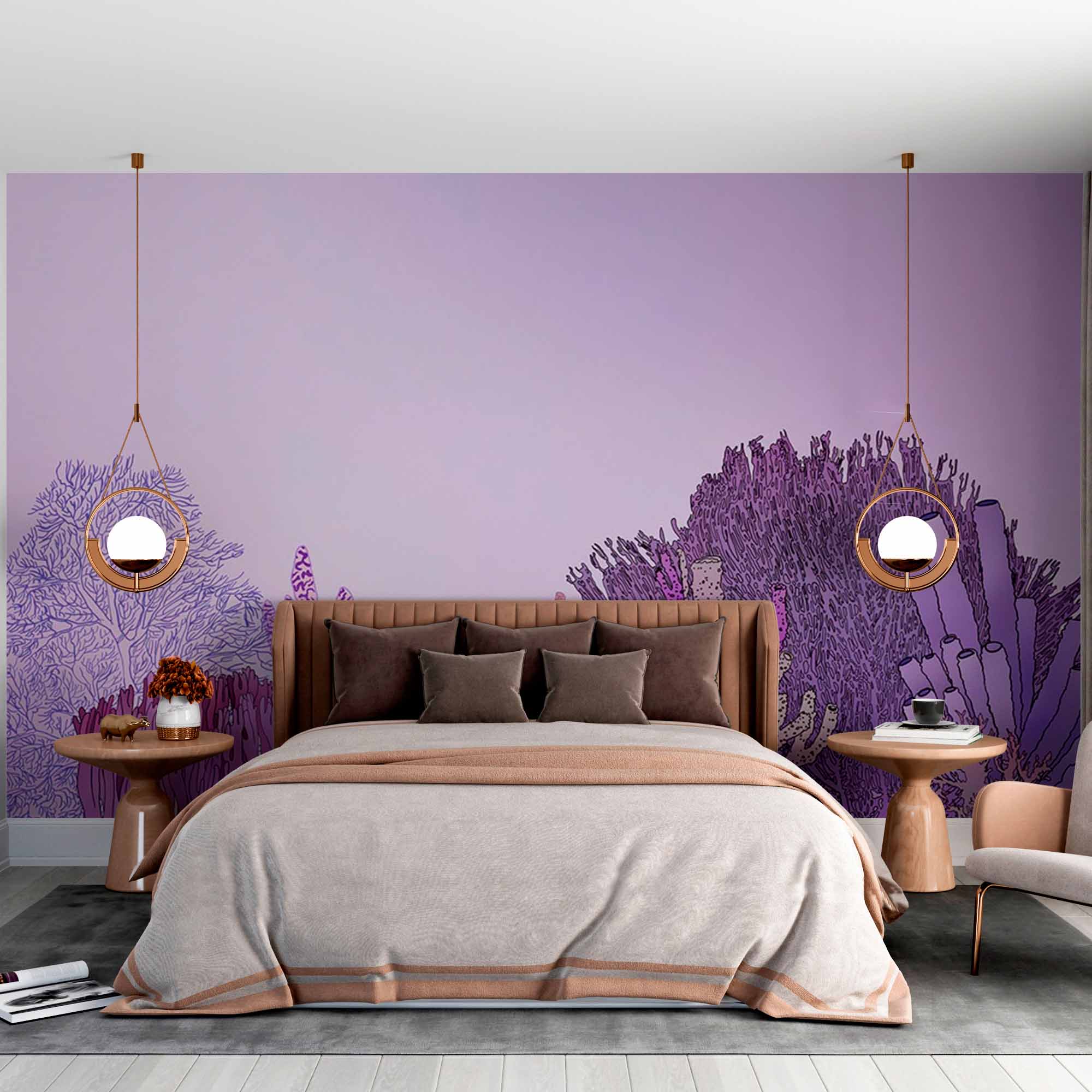 Purple Coral Reef Wall Mural Aquatic Plant Wallpaper