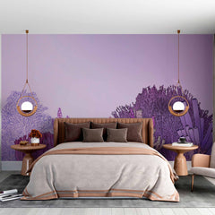 Custom Purple Coral Reef Wall Mural Aquatic Plant Wallpaper