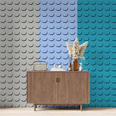 Custom Colorful Circular Pattern Wallpaper in Shades of Gray, Blue, and Teal