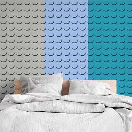 Colorful Circular Pattern Wallpaper in Shades of Gray, Blue, and Teal