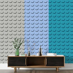 Custom Colorful Circular Pattern Wallpaper in Shades of Gray, Blue, and Teal