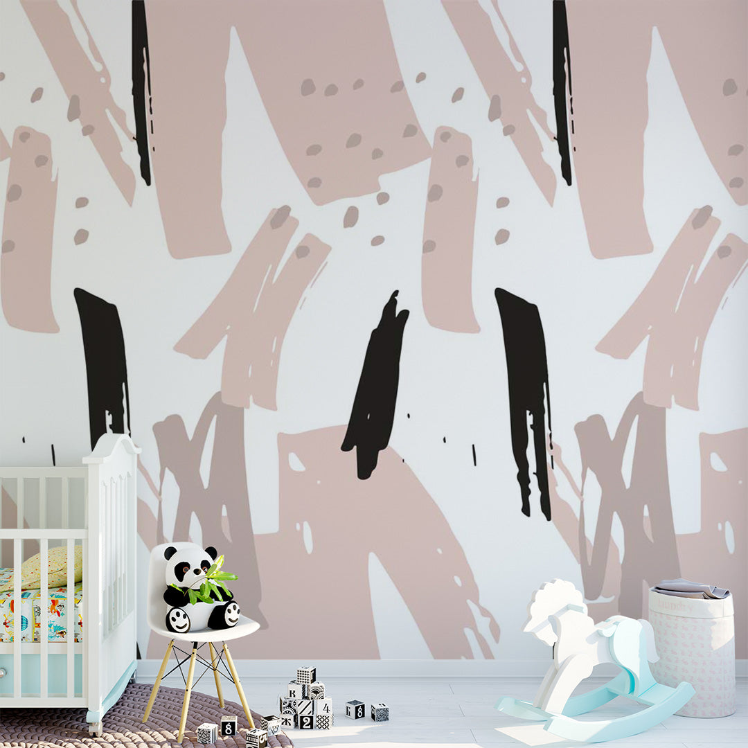 Kids Wall Mural Abstract Stripes Wallpaper for Girl