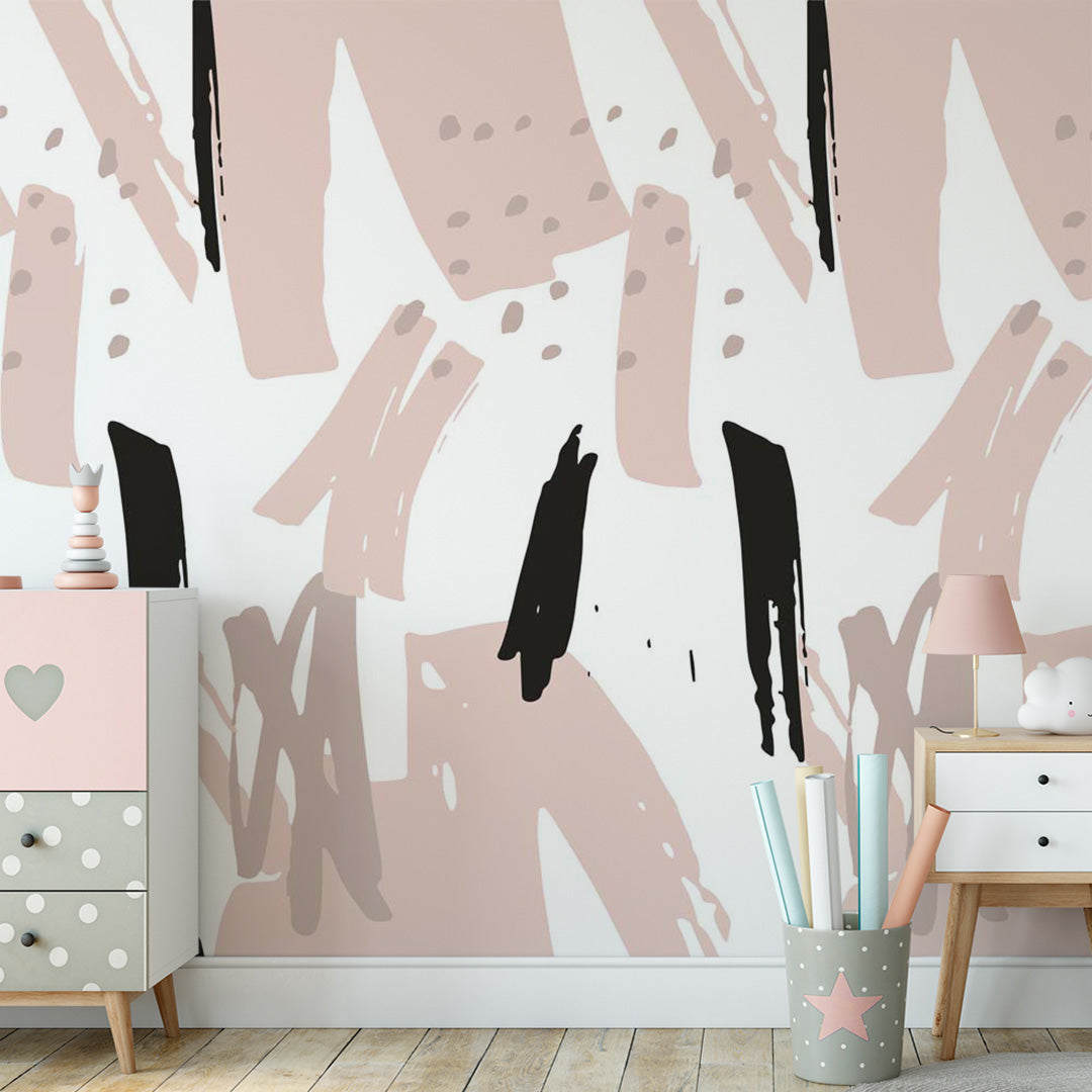 Kids Wall Mural Abstract Stripes Wallpaper for Girl