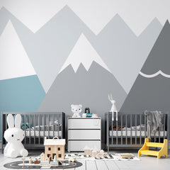 Custom Kids Wall Murals Grey Blue Scandinavian Mountains Wallpaper for Kids