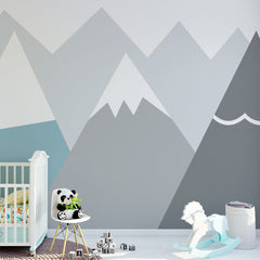 Custom Kids Wall Murals Grey Blue Scandinavian Mountains Wallpaper for Kids