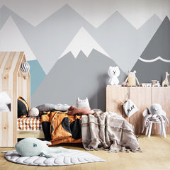 Custom Kids Wall Murals Grey Blue Scandinavian Mountains Wallpaper for Kids