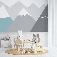 Custom Kids Wall Murals Grey Blue Scandinavian Mountains Wallpaper for Kids