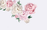 Pink and White Peony Flowers on Soft Grey Background Wall Mural Floral Wallpaper