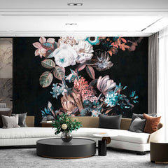 Custom Midnight Bloom Floral Wallpaper Mural