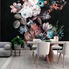 Custom Midnight Bloom Floral Wallpaper Mural