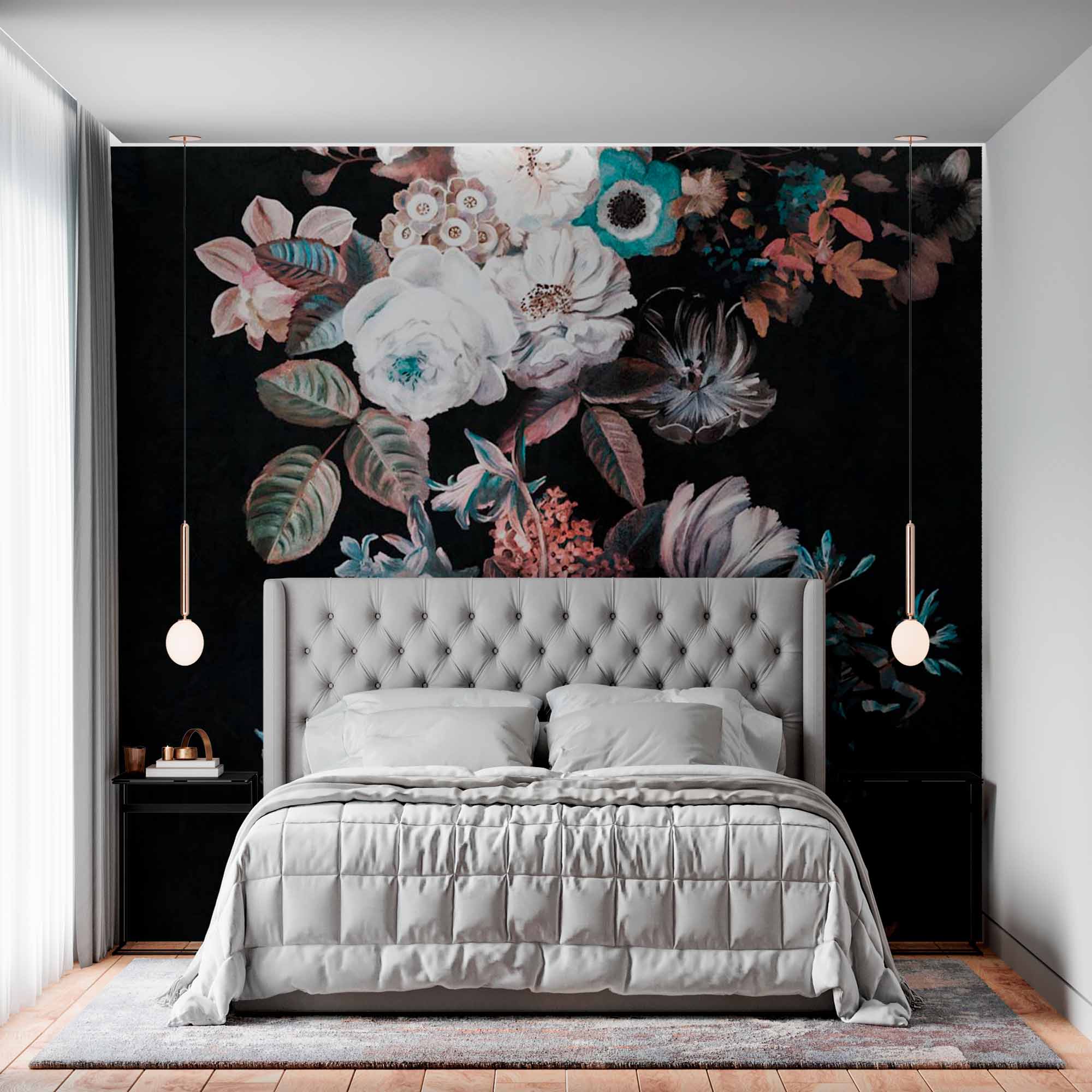 Midnight Bloom Floral Wallpaper Mural