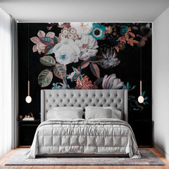 Custom Midnight Bloom Floral Wallpaper Mural