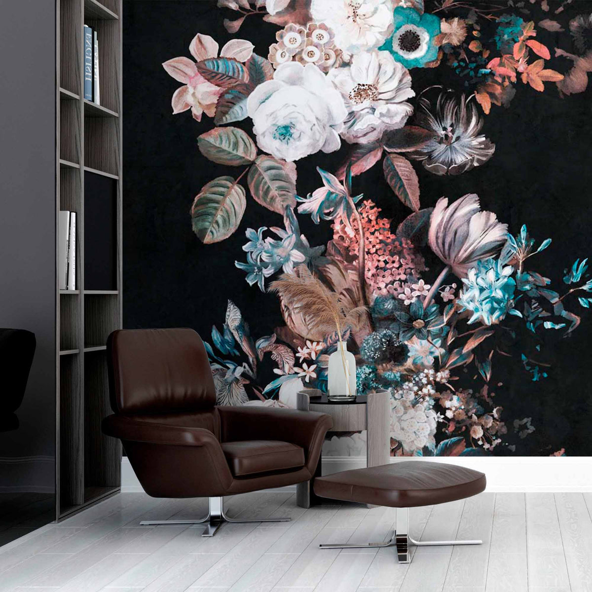 Custom Midnight Bloom Floral Wallpaper Mural
