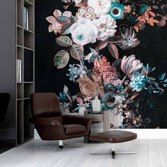 Custom Midnight Bloom Floral Wallpaper Mural
