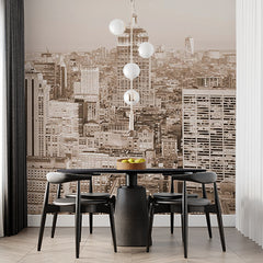 Custom Sepia-Toned New York City Wall Mural - Timeless Empire State Building Skyline