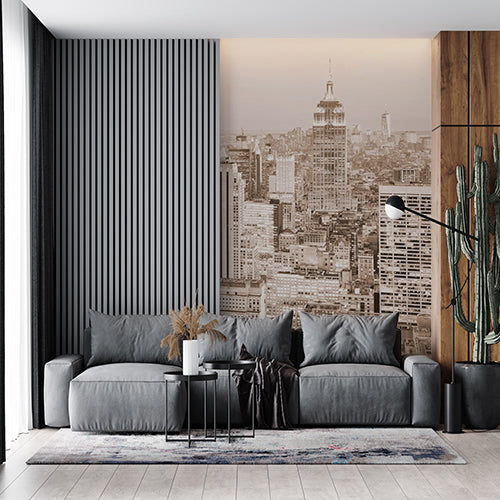 Custom Sepia-Toned New York City Wall Mural - Timeless Empire State Building Skyline