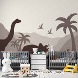 Kids Wall Mural Dark Dinosaur Silhouette Jurassic World Nursery Wallpaper