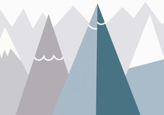 Custom Kids Wall Murals Grey Blue Scandinavian Mountains Simple Wallpaper for Kids