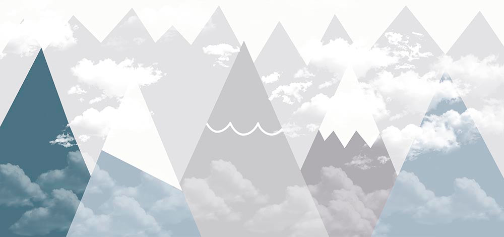 Neblige Berge in den Wolken – Tapete fürs Kinderzimmer