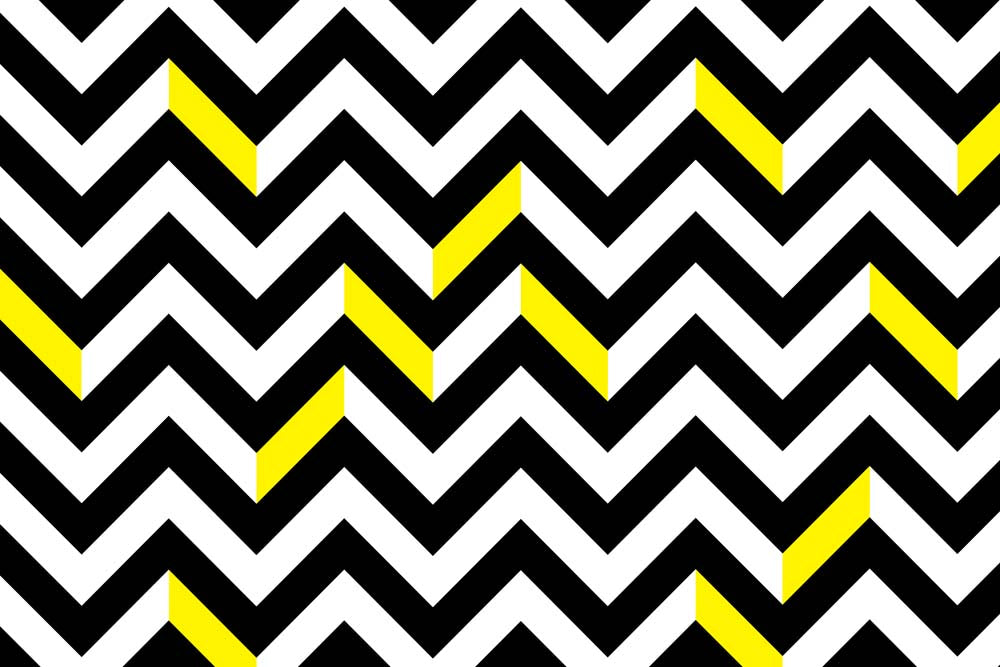 Black and White Chevron Wallpaper with Yellow Accents