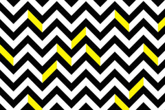 Custom Black and White Chevron Wallpaper with Yellow Accents