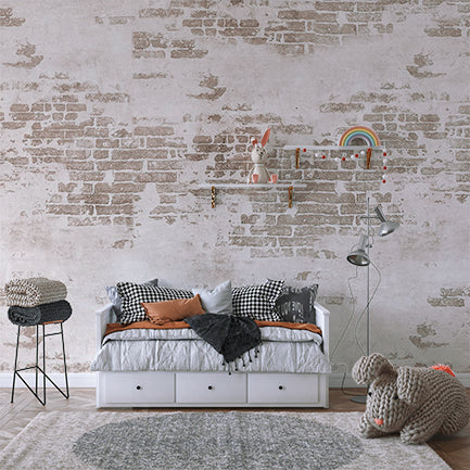 Vintage Distressed Brick Wall Mural Wallpaper - Rustic Weathered Industrial Design