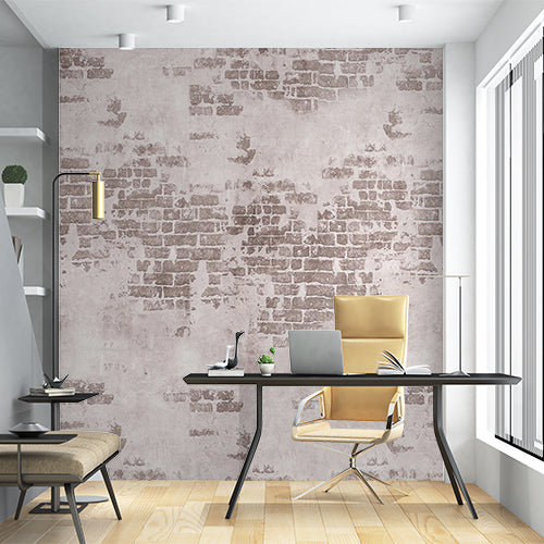 Vintage Distressed Brick Wall Mural Wallpaper - Rustic Weathered Industrial Design