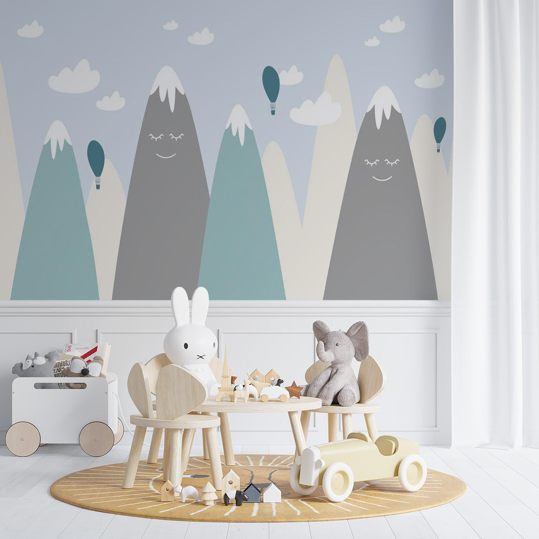 Custom Kids Wall Murals Cute Mountains Scandinavian Wallpaper for Kids