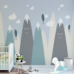 Custom  Kids Wall Murals Scandinavian Cute Mountains Wallpaper for Kids