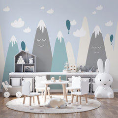 Custom Kids Wall Murals Cute Mountains Scandinavian Wallpaper for Kids