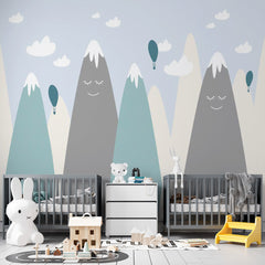 Custom Kids Wall Murals Cute Mountains Scandinavian Wallpaper for Kids