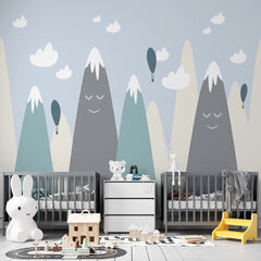 Custom  Kids Wall Murals Scandinavian Cute Mountains Wallpaper for Kids