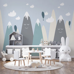 Custom  Kids Wall Murals Scandinavian Cute Mountains Wallpaper for Kids