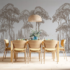 Custom Vintage Woodland Scene with Tall Trees Wall Mural Wallpaper