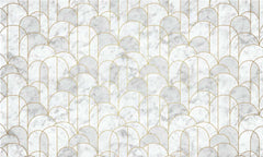 Custom Elegant Marble Wallpaper with Gold Arch Patterns