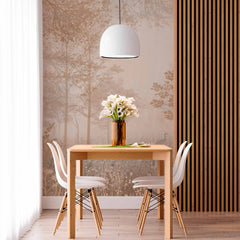 Custom Soft Sepia Woodland Wall Mural Wallpaper - Gentle Forest Scene with Bird Silhouette