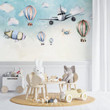 Custom Wall Murals Easy-to-Install Aircraft Wall Murals: Watercolour Kid-Friendly Decor