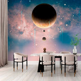 Surreal Space Wall Mural Wallpaper - Planets and Nebula in a Dreamy Galaxy