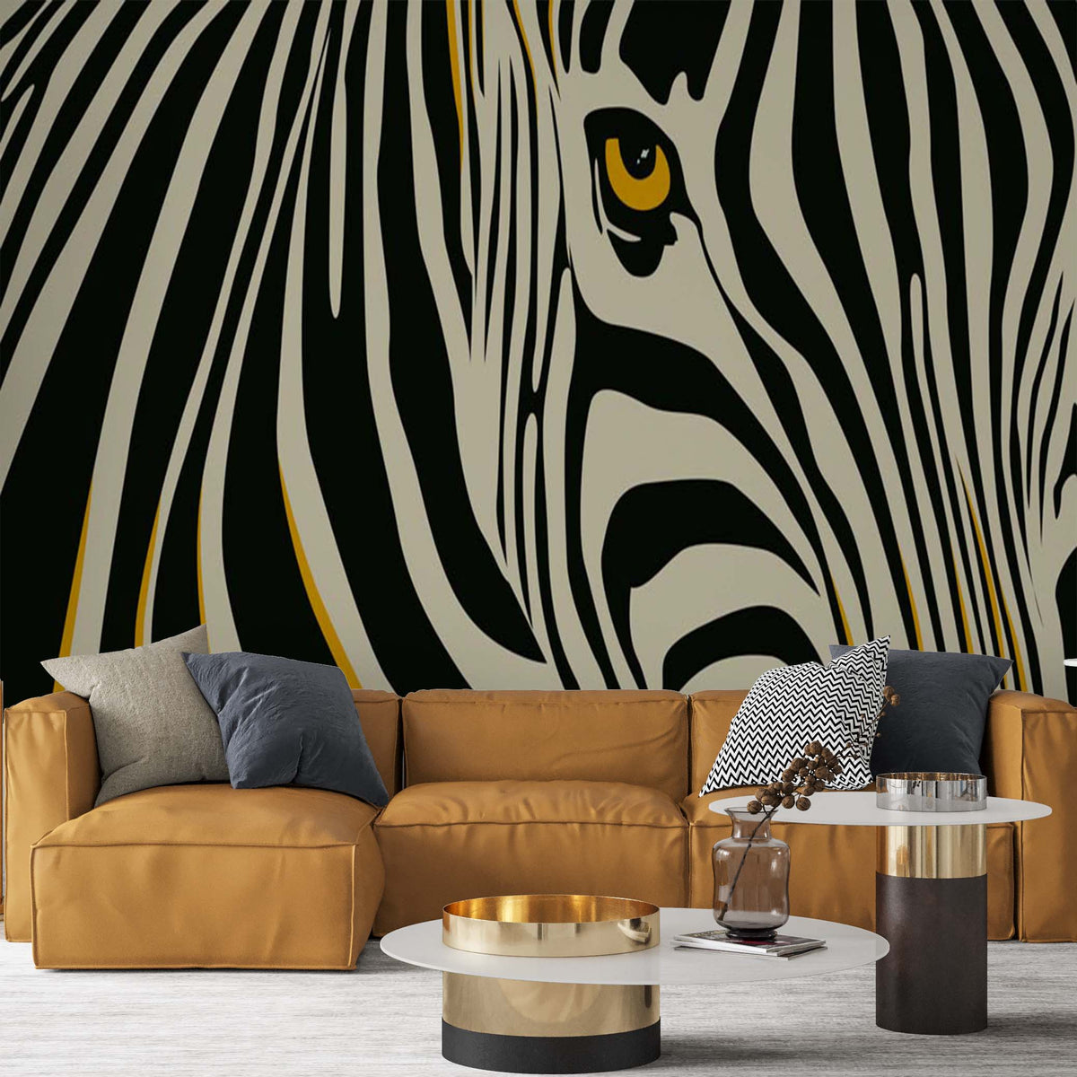 Zebra Eye Wall Mural Tropical Animals Wallpaper