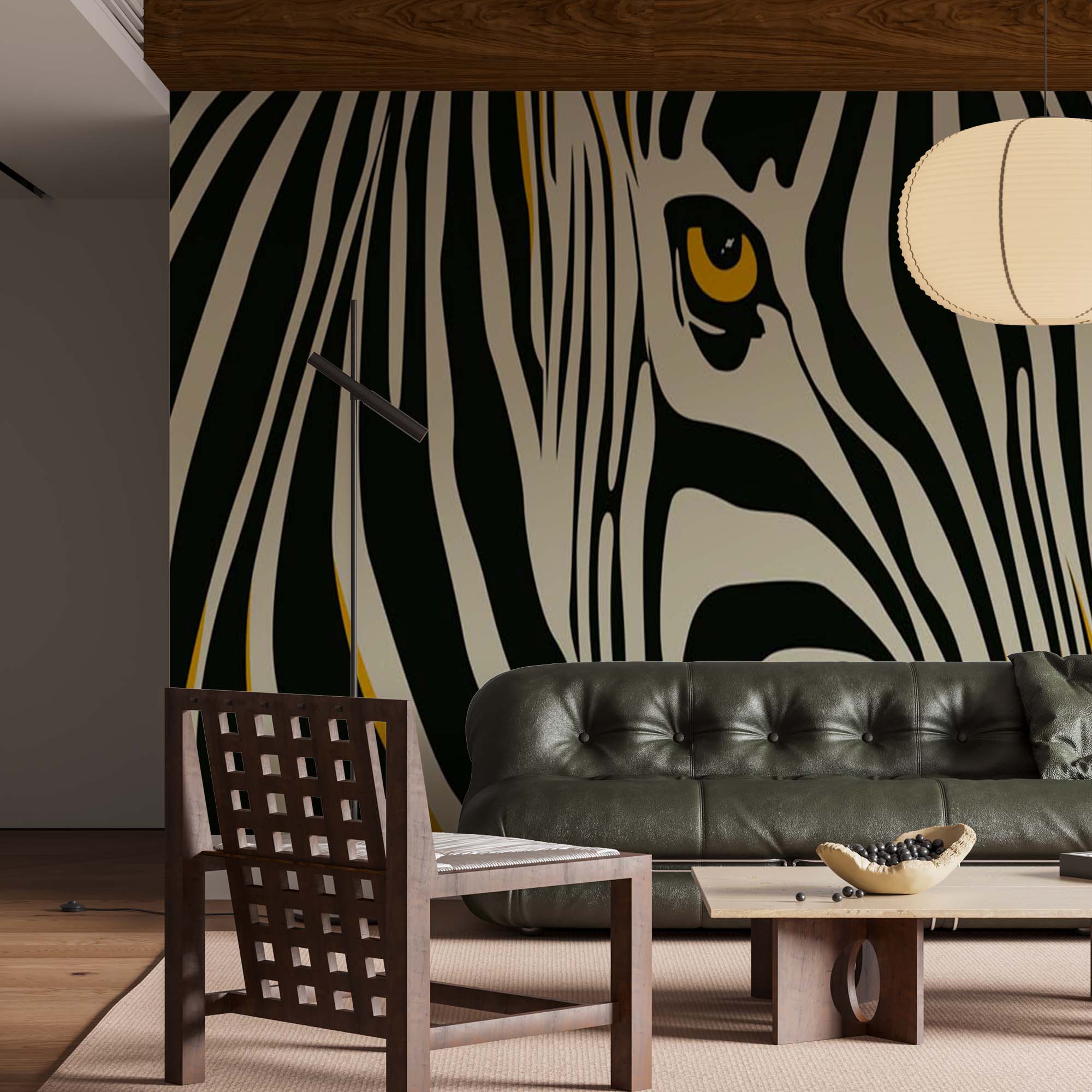 Zebra Eye Wall Mural Tropical Animals Wallpaper