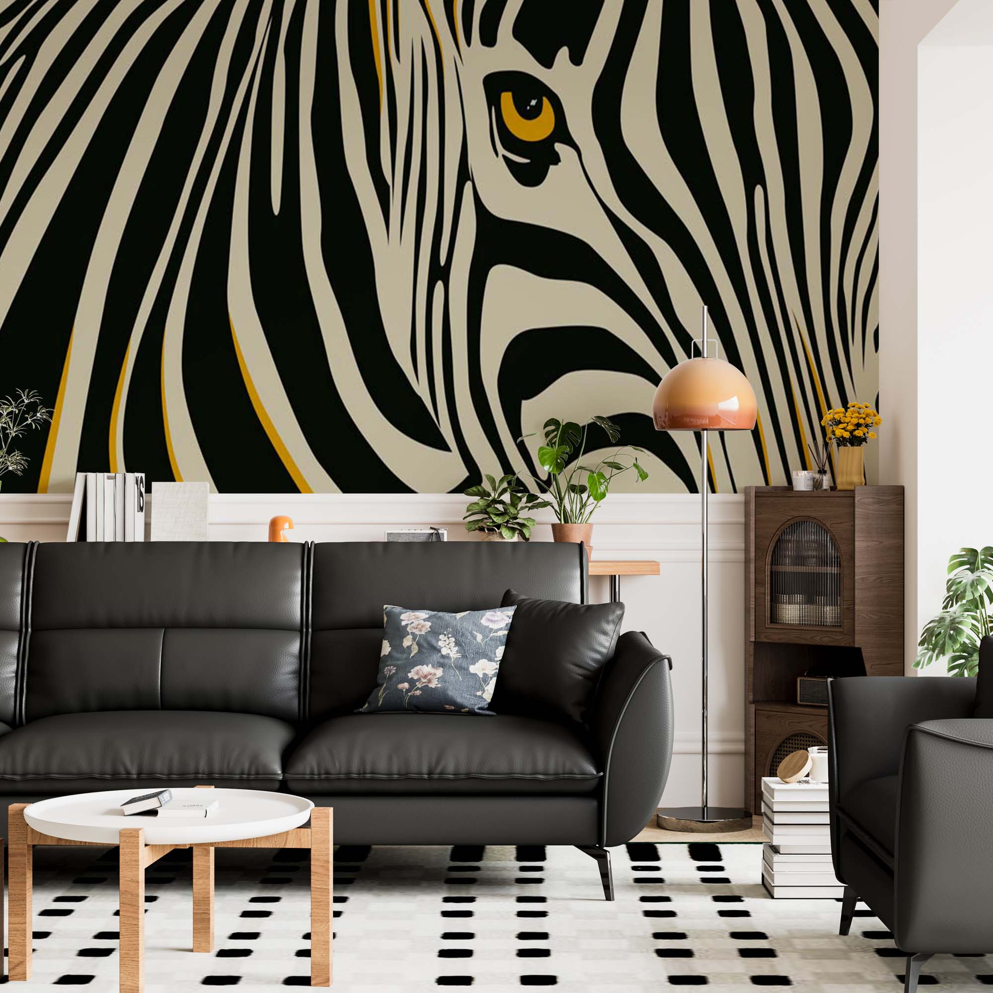 Zebra Eye Wall Mural Tropical Animals Wallpaper