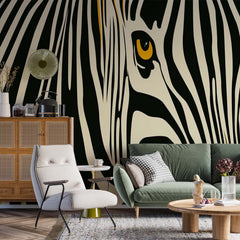 Custom Zebra Eye Wall Mural Tropical Animals Wallpaper