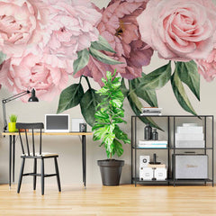 Custom Romantic Pink and Purple Peony Wall Mural Wallpaper