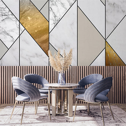 Luxurious Marble and Gold Geometric Wallpaper