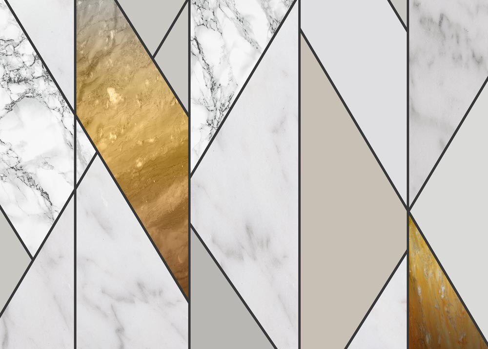 Luxurious Marble and Gold Geometric Wallpaper