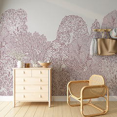 Custom Intricate Hand-Drawn Forest Canopy Wall Mural Wallpaper