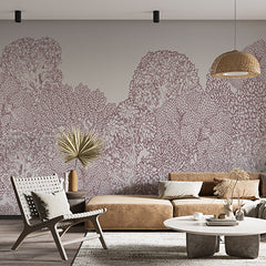 Custom Intricate Hand-Drawn Forest Canopy Wall Mural Wallpaper