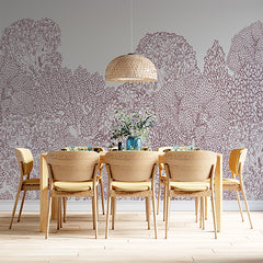 Custom Intricate Hand-Drawn Forest Canopy Wall Mural Wallpaper